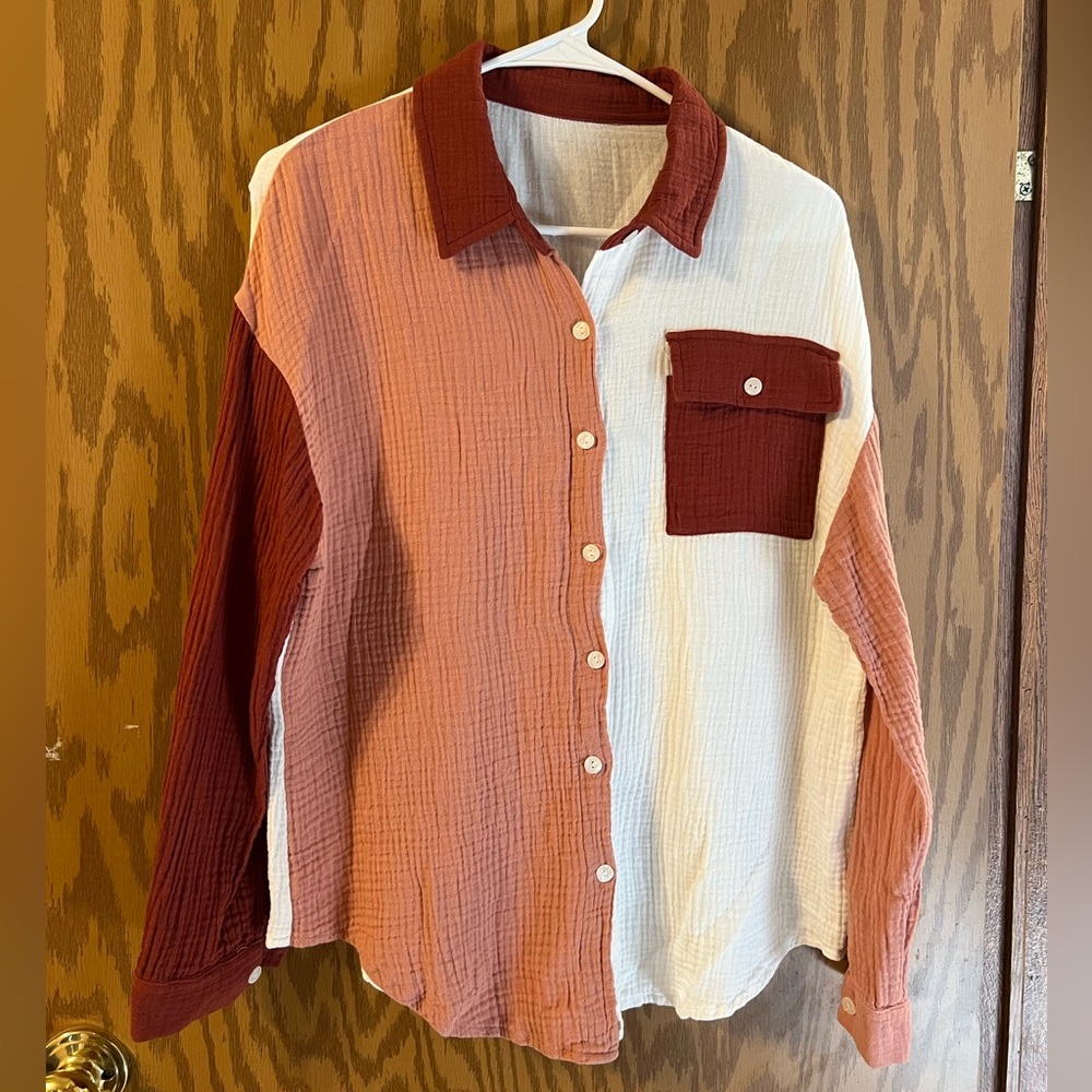SOLD|| Color block flannel top